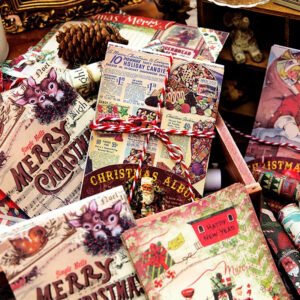 christmas scrapbook paper music stationery poster santa claus b8