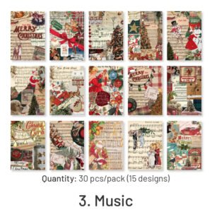 christmas scrapbook paper music stationery poster santa claus sku 3