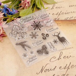 christmas silicone rubber stamps snowflakes plants reindeer b3
