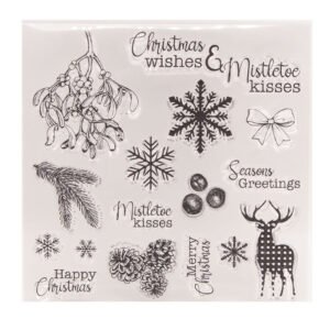 christmas silicone rubber stamps snowflakes plants reindeer sku