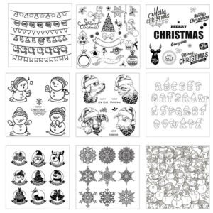 Christmas Silicone Rubber Stamps - Snowman, Dog and Cat, Greetings, Alphabet