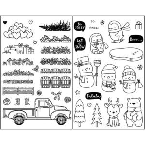 christmas silicone stamps tree words blessings penguin b3