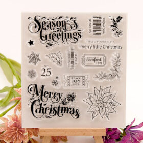 Christmas Text Snowflake Leaves Clear Silicone Stamps