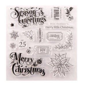 christmas text snowflake leaves clear silicone stamps c2