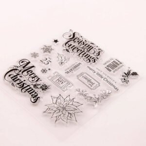 christmas text snowflake leaves clear silicone stamps c3