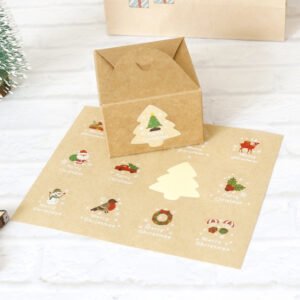 christmas tree shaped kraft sticker b1