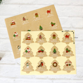 Christmas Tree-Shaped Kraft Sticker