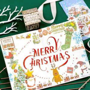 christmas washi stickers tree snowflake snowman reindeer santa claus greetings b