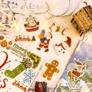 christmas washi stickers tree snowflake snowman reindeer santa claus greetings b2