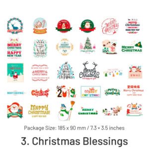 christmas washi stickers tree snowflake snowman reindeer santa claus greetings sku 3