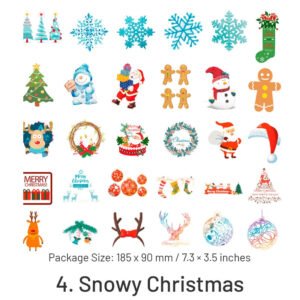 christmas washi stickers tree snowflake snowman reindeer santa claus greetings sku 4