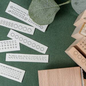 circle dots geometric wooden rubber stamp set b3