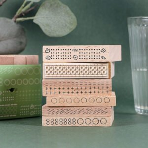 circle dots geometric wooden rubber stamp set c