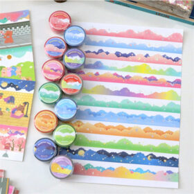 Cloud Border Cute Colorful Washi Tape - Sky, Stars, Rainbow, Meteor, Aurora