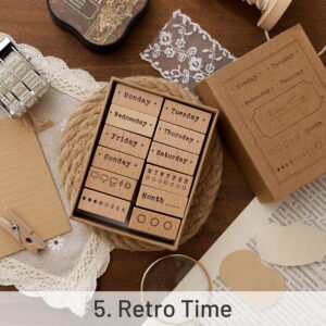collection of everything series retro wooden rubber stamp set sku 5