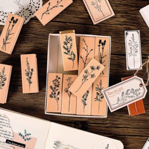 Collection of Flowers and Plants Series Vintage Botanical Wooden Stamp Set collection of flowers and plants series vintage botanical wooden stamp set b1
