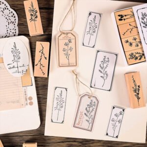 Collection of Flowers and Plants Series Vintage Botanical Wooden Stamp Set collection of flowers and plants series vintage botanical wooden stamp set b3