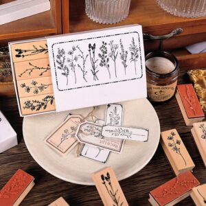 Collection of Flowers and Plants Series Vintage Botanical Wooden Stamp Set collection of flowers and plants series vintage botanical wooden stamp set b5