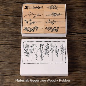 Collection of Flowers and Plants Series Vintage Botanical Wooden Stamp Set collection of flowers and plants series vintage botanical wooden stamp set sku