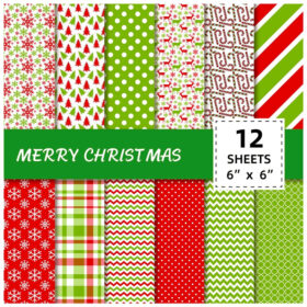 Colorful Christmas Collage Scrapbook Paper