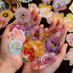 Colorful Flower Hot Stamping Plant Clear Transparent Sticker Pack