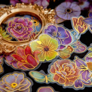 Colorful Flower Hot Stamping Plant Clear Transparent Sticker Pack colorful flower hot stamping plant pet sticker pack b1