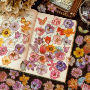 Colorful Flower Hot Stamping Plant Clear Transparent Sticker Pack colorful flower hot stamping plant pet sticker pack b3