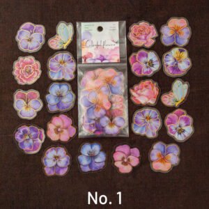Colorful Flower Hot Stamping Plant Clear Transparent Sticker Pack colorful flower hot stamping plant pet sticker pack sku 1