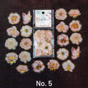 Colorful Flower Hot Stamping Plant Clear Transparent Sticker Pack colorful flower hot stamping plant pet sticker pack sku 5