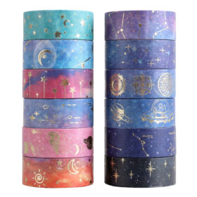 Cosmic Starry Sky Foil Washi Tape Set (12 Rolls)