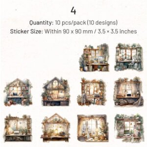 Cozy Room Clear Transparent Stickers - Flower Garden, Sofa, Windowsill, Fireplace, Study cozy room pet stickers flower garden sofa windowsill fireplace study sku 4