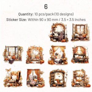 Cozy Room Clear Transparent Stickers - Flower Garden, Sofa, Windowsill, Fireplace, Study cozy room pet stickers flower garden sofa windowsill fireplace study sku 6