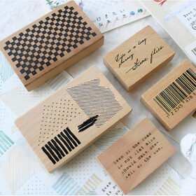 Creative Barcode Mosaic Wooden Rubber Stamp