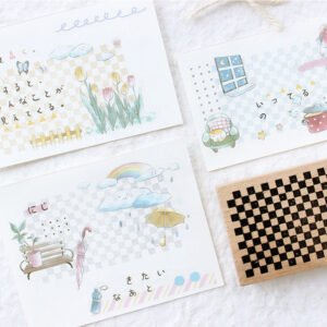 creative barcode mosaic wooden rubber stamp b1