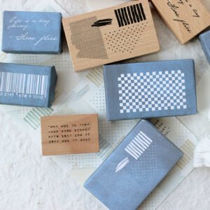 creative barcode mosaic wooden rubber stamp b2