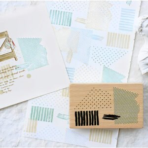 creative barcode mosaic wooden rubber stamp b3
