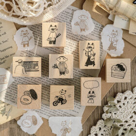 Cute Cartoon Bakery Wooden Rubber Stamp