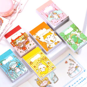 Animal and People Washi Sticker Book - Cat, Girl, Rabbit, Unicorn