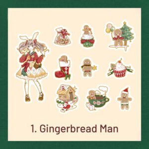 Cute Cartoon Christmas Bronzing Washi Sticker Pack cute cartoon christmas bronzing washi sticker pack diy journal gift decoration b1