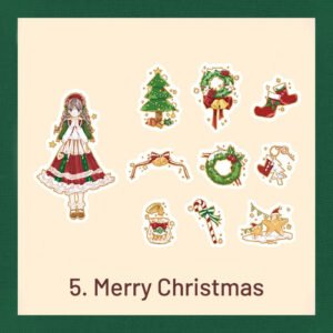 Cute Cartoon Christmas Bronzing Washi Sticker Pack cute cartoon christmas bronzing washi sticker pack diy journal gift decoration c
