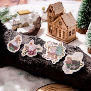 Cute Cartoon Christmas Bronzing Washi Sticker Pack cute cartoon christmas bronzing washi sticker pack diy journal gift decoration sku 7