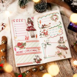 Cute Cartoon Christmas Bronzing Washi Sticker Pack cute cartoon christmas bronzing washi sticker pack diy journal gift decoration sku 8