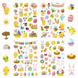 Cute Cartoon Easter Vinyl Stickers - 4 Sheets cute cartoon easter vinyl stickers 4 sheets a2