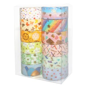 Cute Cartoon Foil Stamped Basic Washi Tape Set (12 Rolls) cute cartoon foil stamped basic washi tape set 12 rolls b
