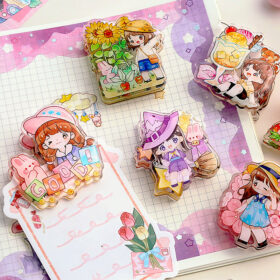 Cute Cartoon Girl Acrylic Binder Clip