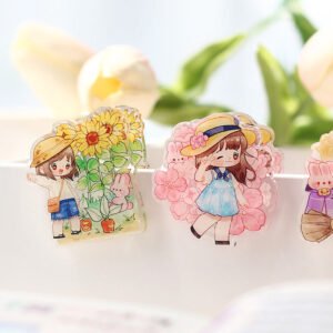 Cute Cartoon Girl Acrylic Binder Clip cute cartoon girl acrylic binder clip c