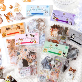 Cat Cute Cartoon Hand-Painted Clear Transparent Sticker Pack