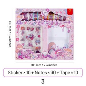 Cute Cartoon Washi Tape Note Paper Sticker Stationery Set cute cartoon washi tape note paper sticker stationery set 3