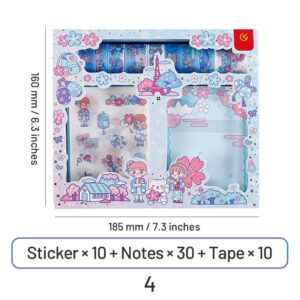 Cute Cartoon Washi Tape Note Paper Sticker Stationery Set cute cartoon washi tape note paper sticker stationery set 4