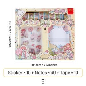 Cute Cartoon Washi Tape Note Paper Sticker Stationery Set cute cartoon washi tape note paper sticker stationery set 5